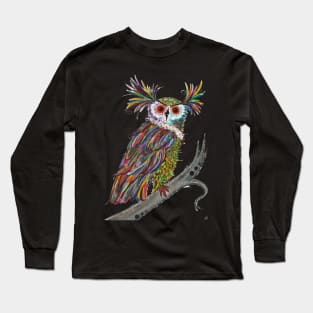 Owl Lovers Hand Painted Adorable Owl Long Sleeve T-Shirt